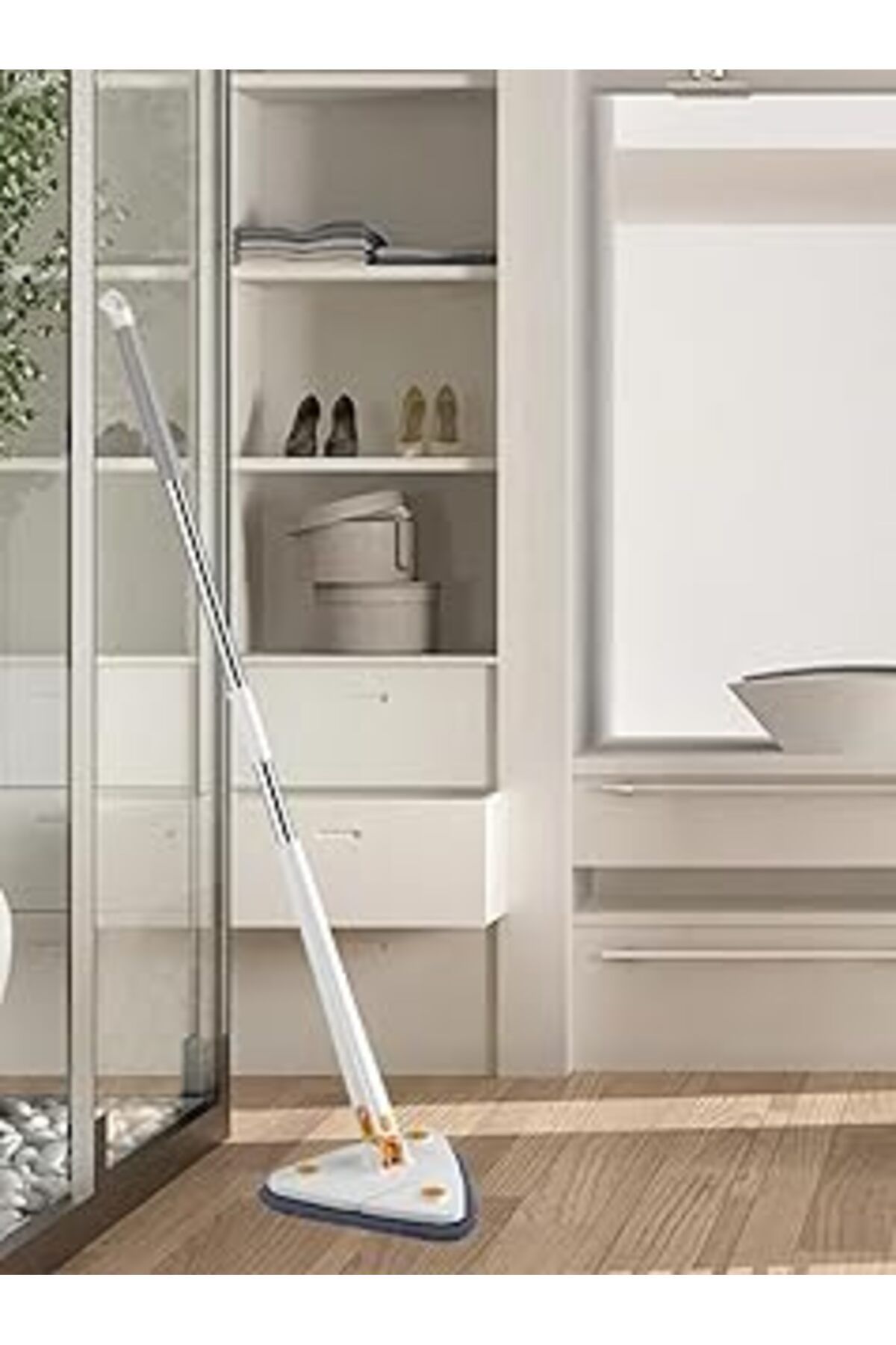 Mu Art Makkam Home Kendinden Sıkmalı Üçgen Mop (Beyaz)