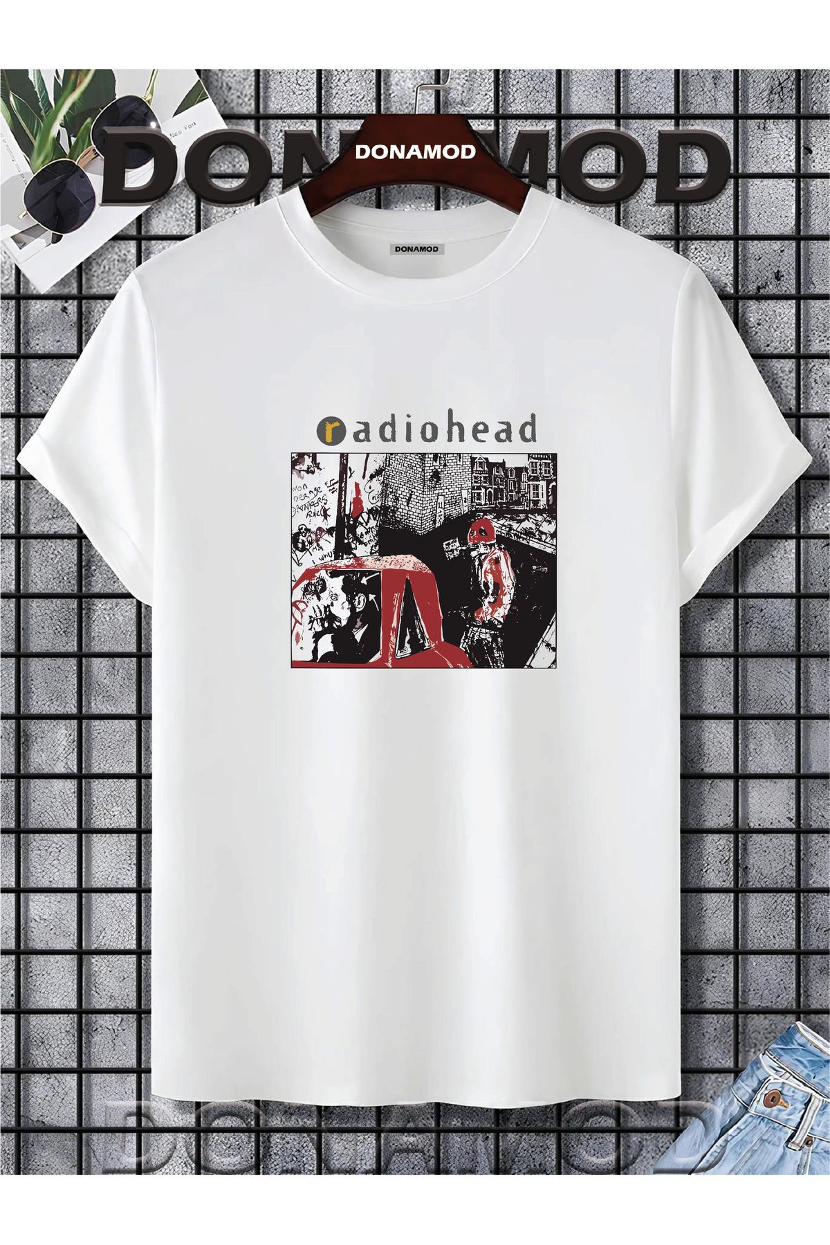 donamod Siyah Beyaz Oversize Radiohead Rammstein Angel Opeth Burzum Rock Metal Black Müzik Tişört T shirt