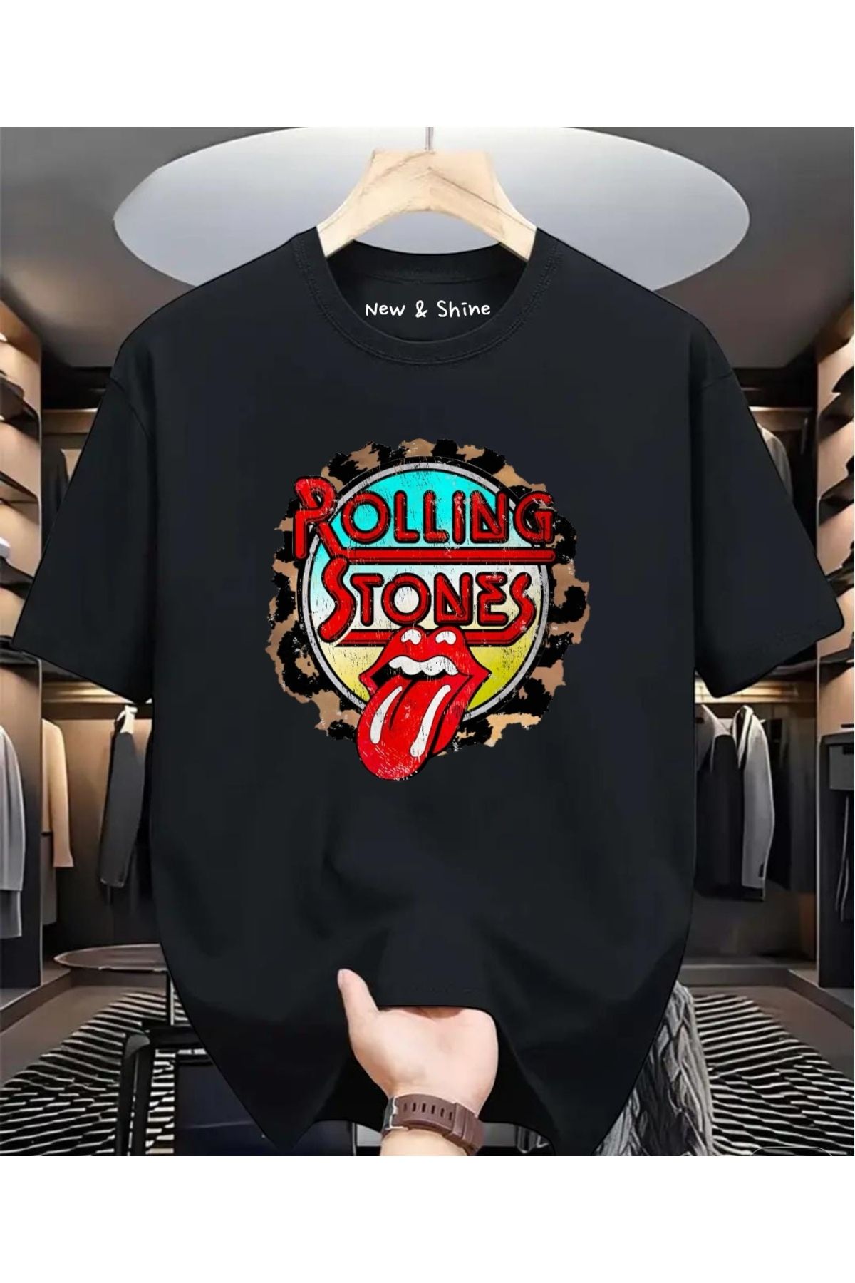 New Shine Rolling Stones Büyük Beden Oversize T-Shirt