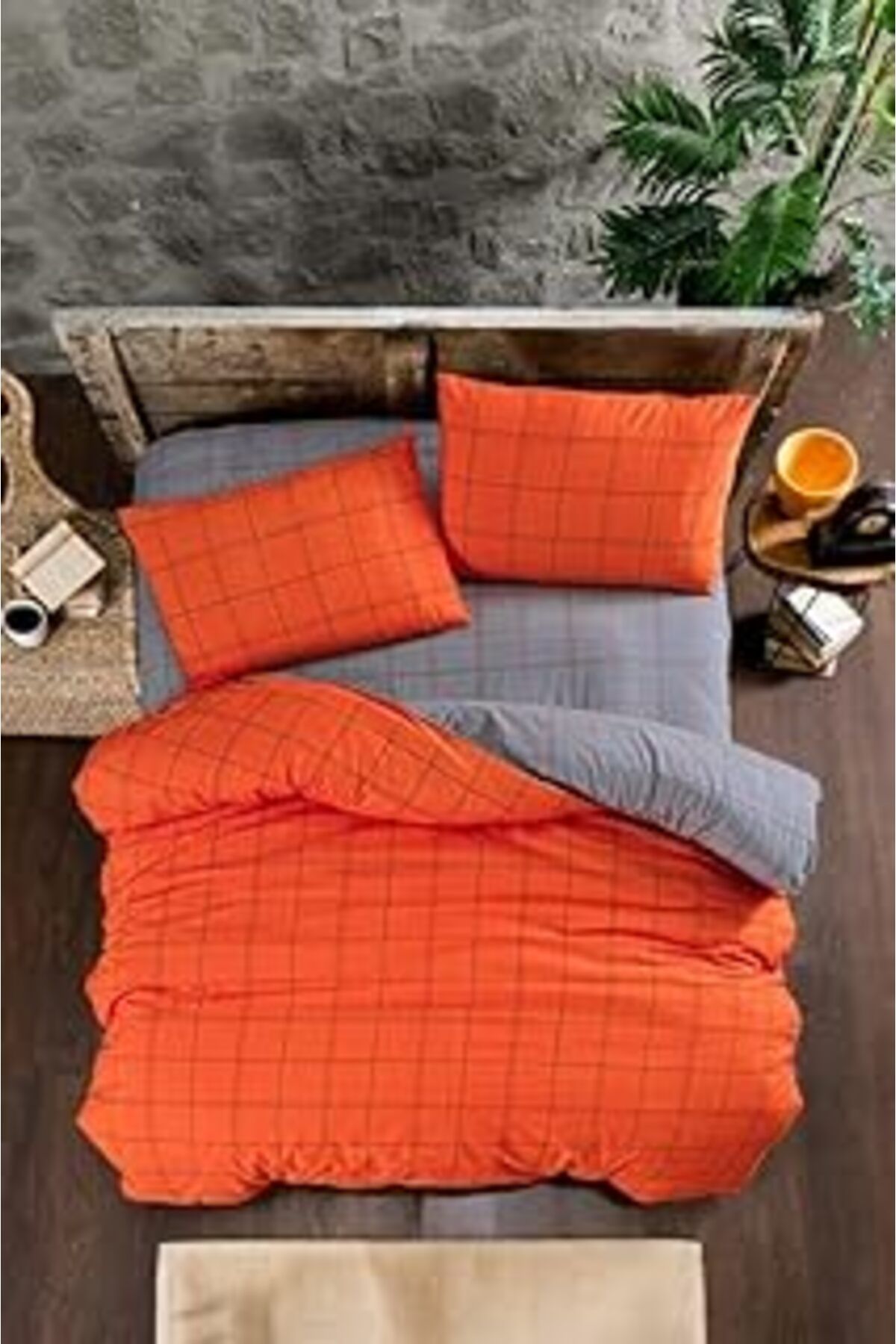 NZM TİCARET Mulberry Orange Nevresim Takımı Çift Kişilik 4 Parça 200X220-Oranj (Oranj/Çift Kişilik)