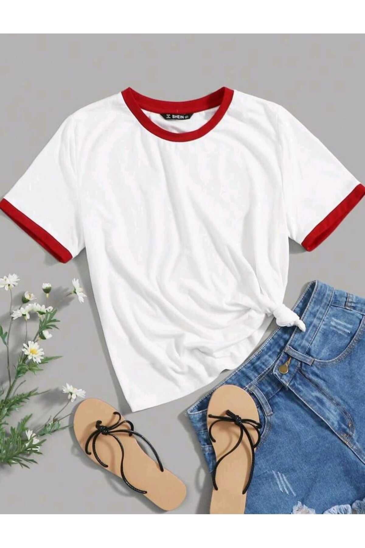 FAVORİST Biyeli Kol Detaylı Yazlık Pamuklu T-shirt