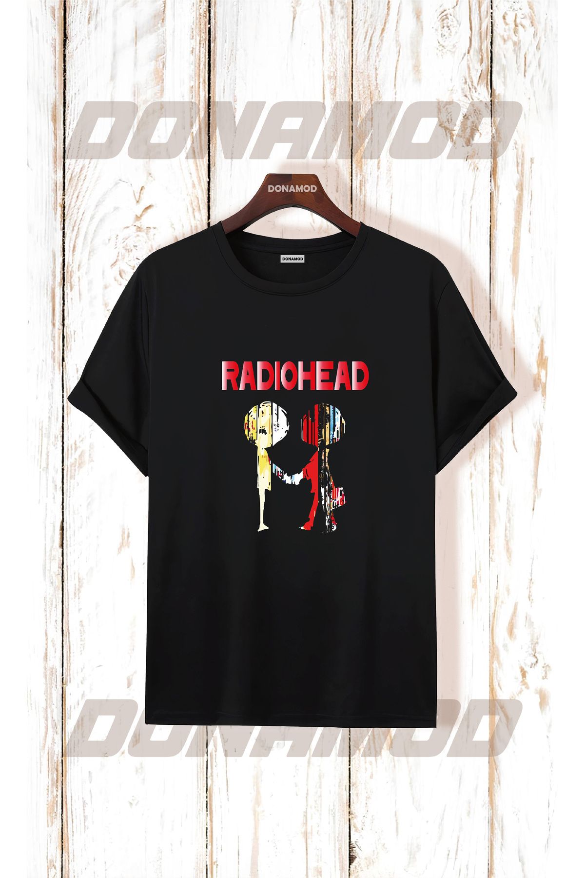 donamod Siyah Beyaz Oversize Radiohead Rammstein Angel Opeth Burzum Rock Metal Black Müzik Tişört T shirt