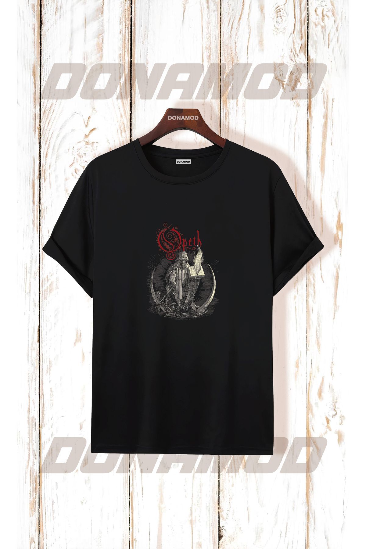donamod Siyah Beyaz Oversize Opeth Rammstein Angel Radiohead Burzum Rock Metal Black Müzik Tişört T shirt