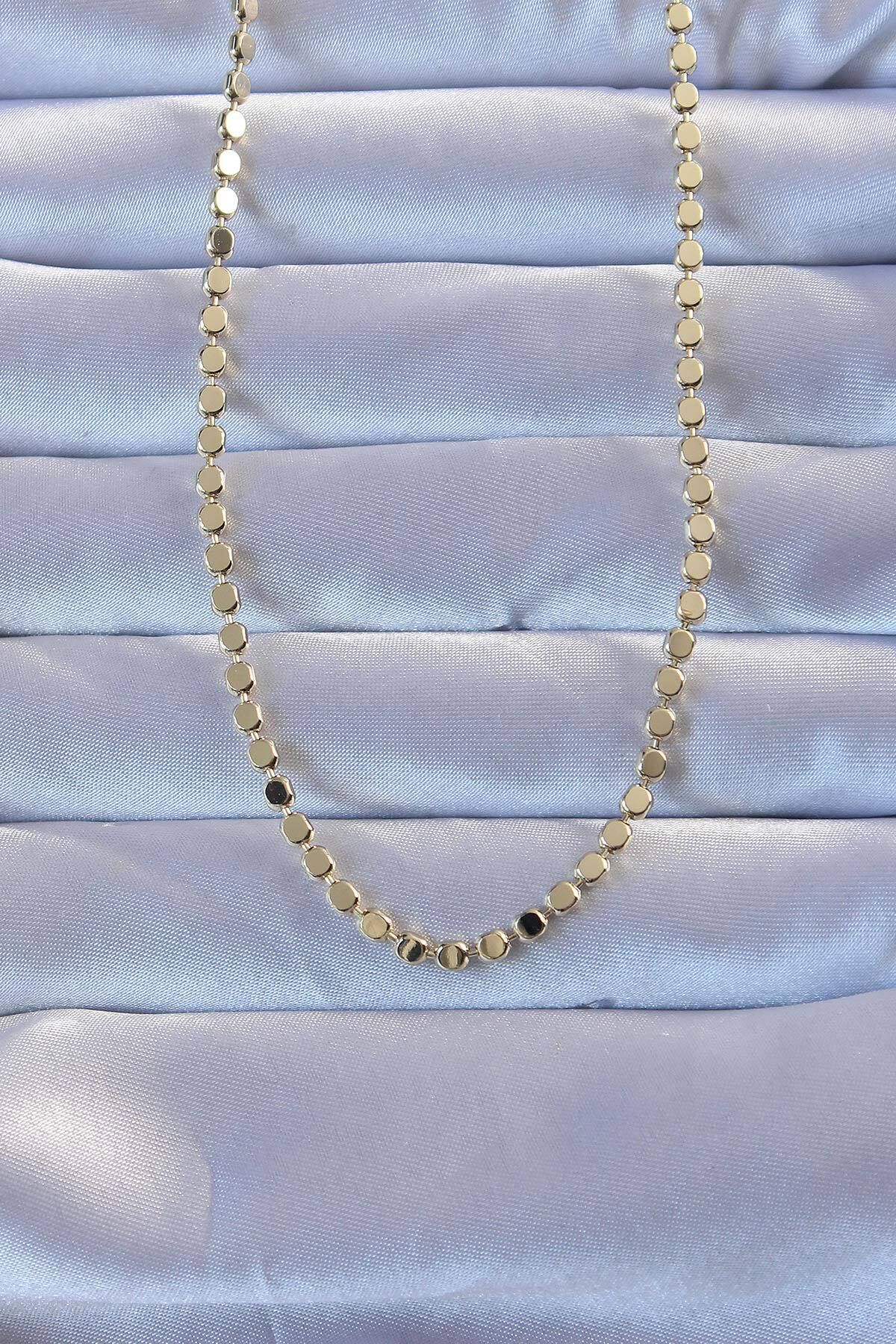 ÖYKÜ VE YİĞİT Pirinç Gold Renk Parçalı Ezme Kolye