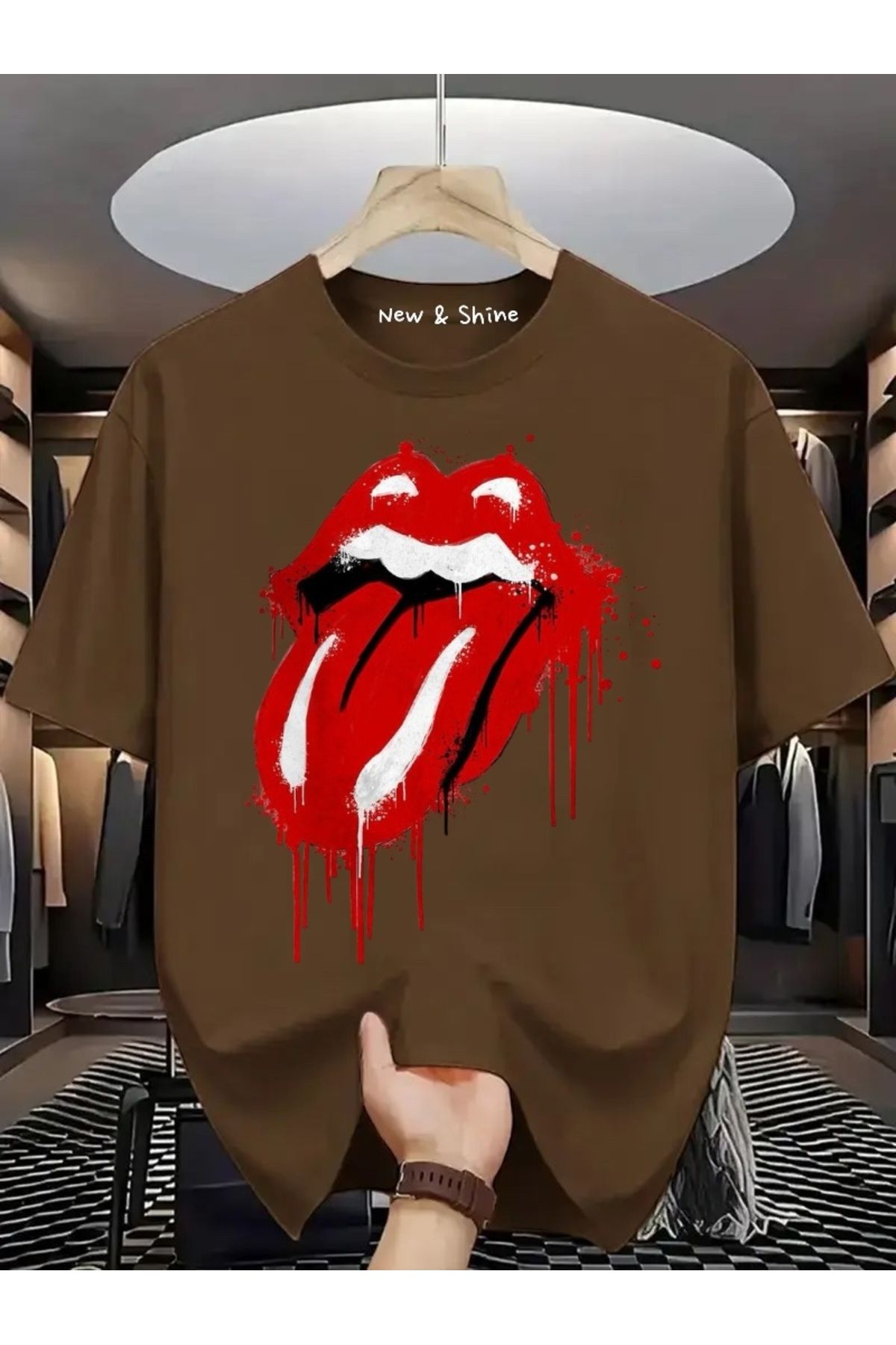 New Shine Rolling Stones Büyük Beden Oversize T-Shirt