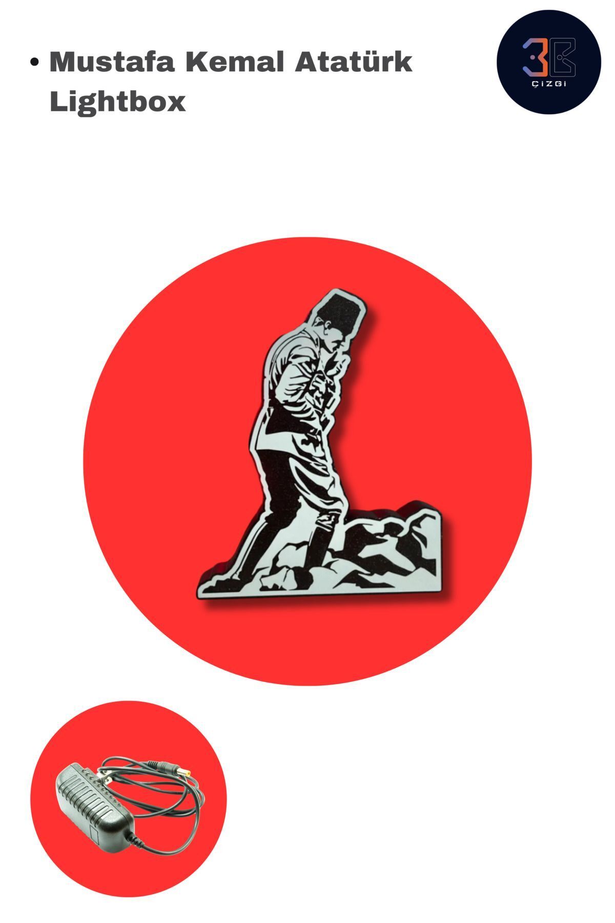 Çizgi3B Duvar ve masa üstü Mustafa Kemal Atatürk Lightbox