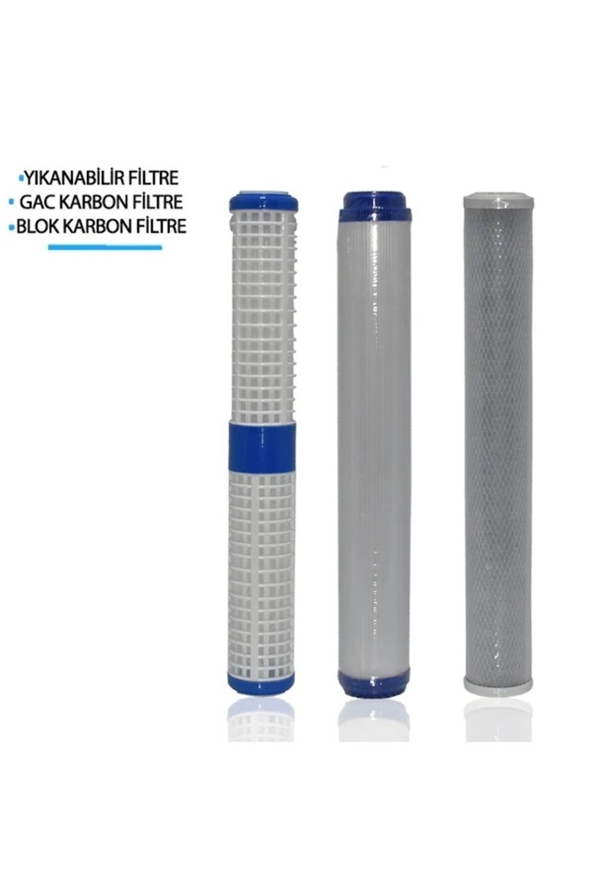 Filter Store Daire Bina Sayaç Girişi 20" Inch 3 Aşama ( Yıkanabilir , Gac , Blok ) Yedek Filtre Seti