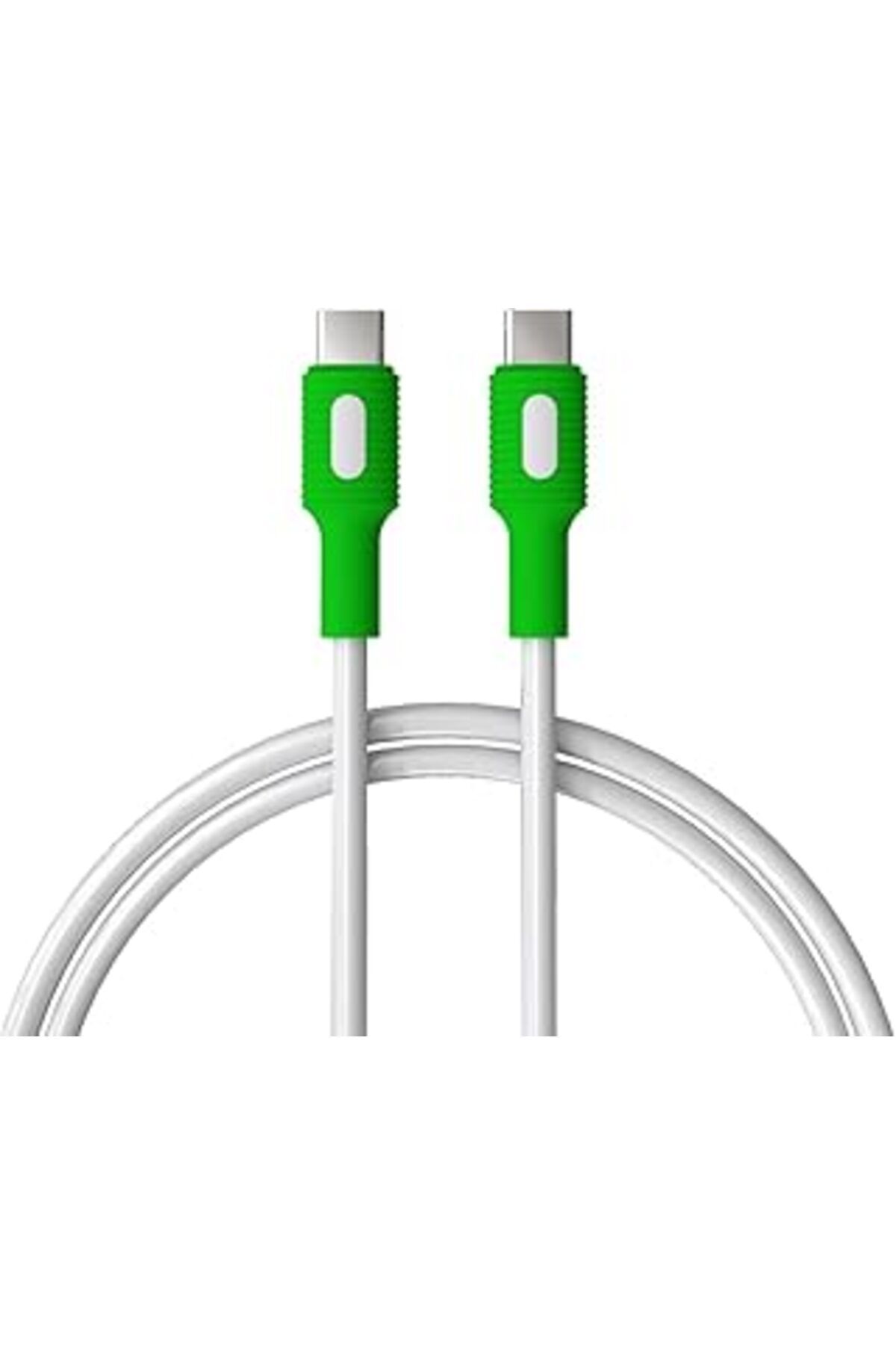 Pazarcan Remorax Coral Type C-C Power Delivery Hızlı Şarj Kablosu, Beyaz Kablo, Beyaz/Yeşil Uçlar (150 Cm)