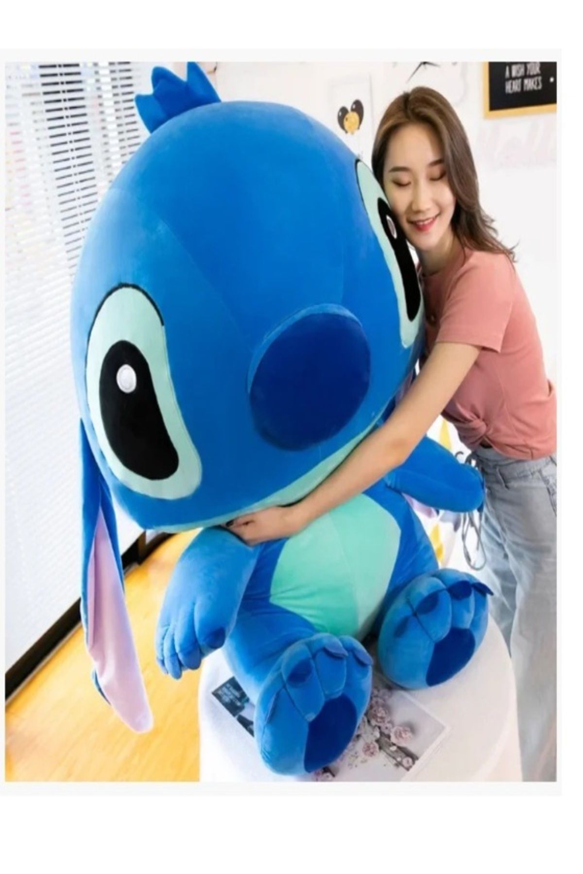 sfs elektrik Devasa Lilo & Stitch Peluş Oyuncak - Kawaii Karikatür Dolgulu Hayvan 90 cm UYKU ARKADAŞI STİTCH