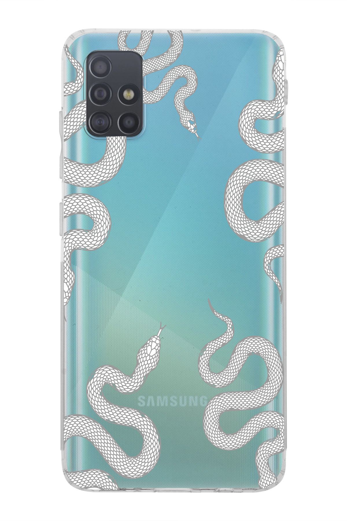 moonset Samsung Galaxy A71 Uyumlu Yılan Tasarımlı Baskılı Şeffaf Telefon Kılıfı