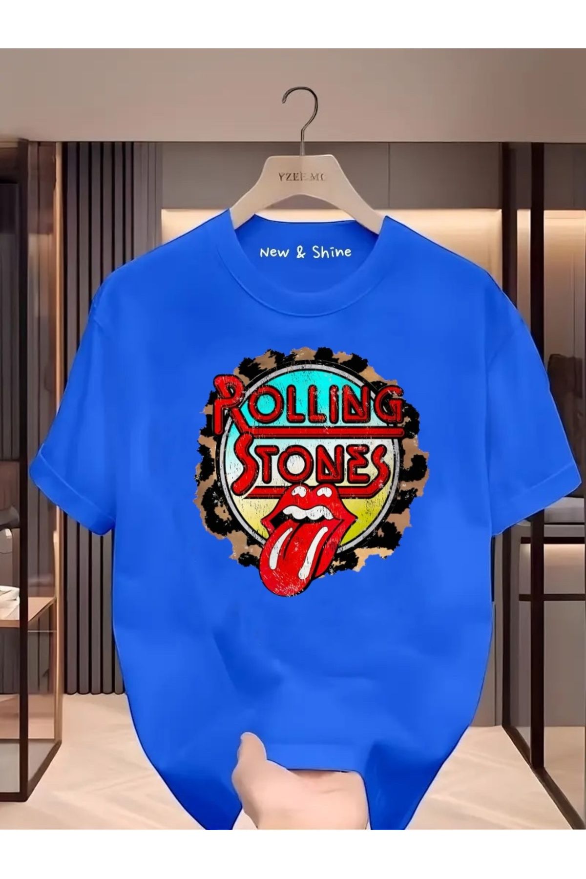 New Shine Rolling Stones Baskılı Oversize T-Shirt