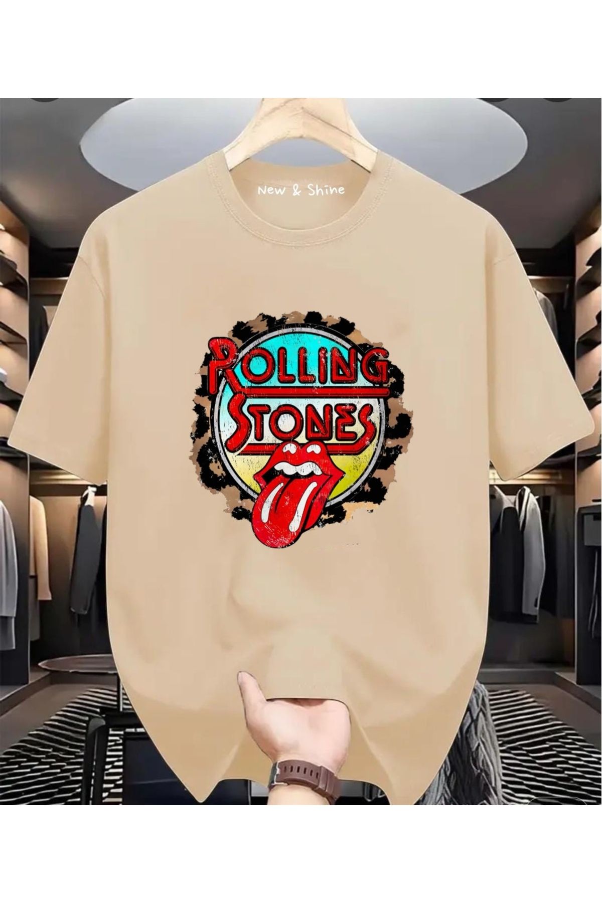 New Shine Rolling Stones Büyük Beden Oversize T-Shirt