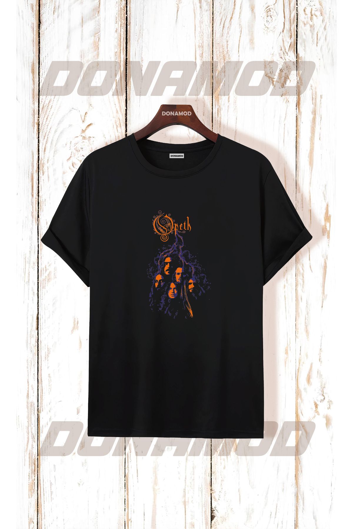donamod Siyah Beyaz Oversize Opeth Rammstein Angel Radiohead Burzum Rock Metal Black Müzik Tişört T shirt