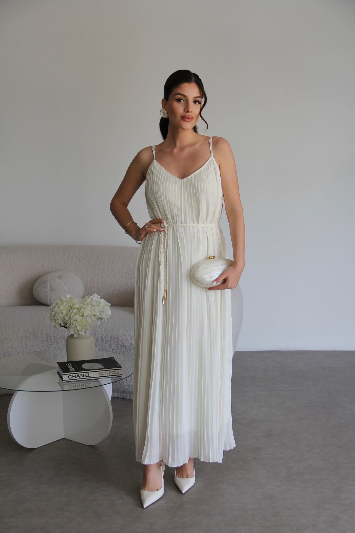 Julidress Askılı Piliseli KUŞAKLI Astarlı Maxi Uzun Boy Yazlık Premium Elbise