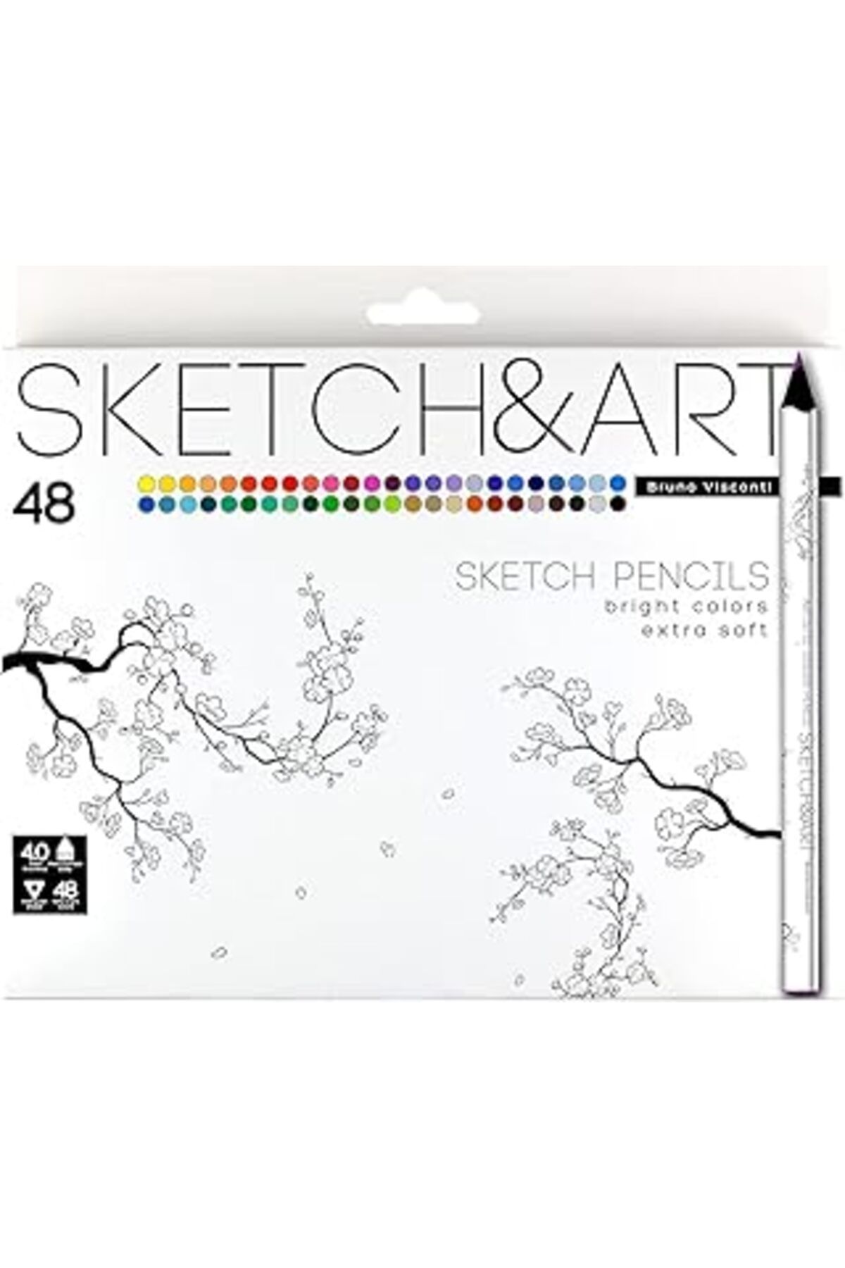 Mu Art Ahşap Bruno Visconti Sketch&art Profesyonel Kuru Boya Kalemi (48 RENK)