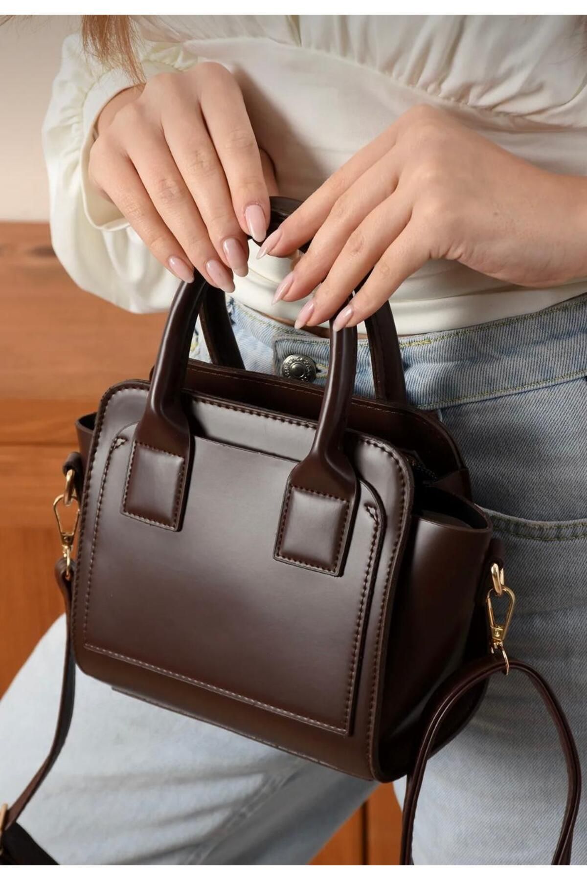larosee Kutu Model Ayarlanabilir Askılı Mini Kadın Omuz Çantası El Çantası Kol Çantası