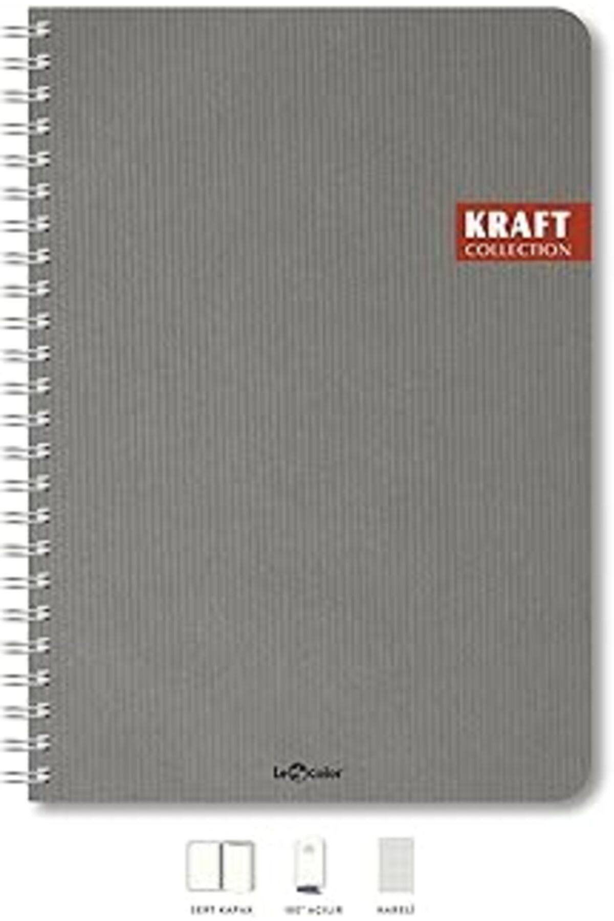 NZM TİCARET Lé Color 2017105/2 Kraft Defter Sert Kapaklı, Spiralli, 1.Hamur Kağıt, 200 Sayfa, Petrol, Yeşili
