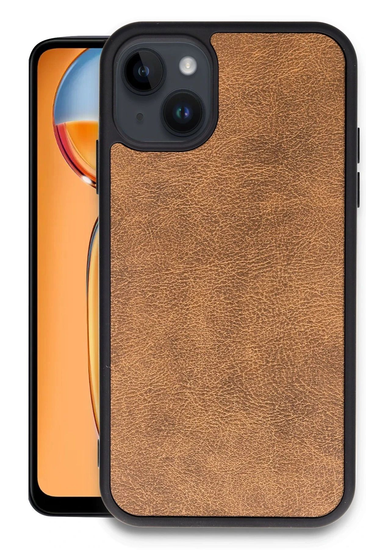 NewFace iPhone 15 Kılıf Aras Deri Kapak - Taba YNSMR