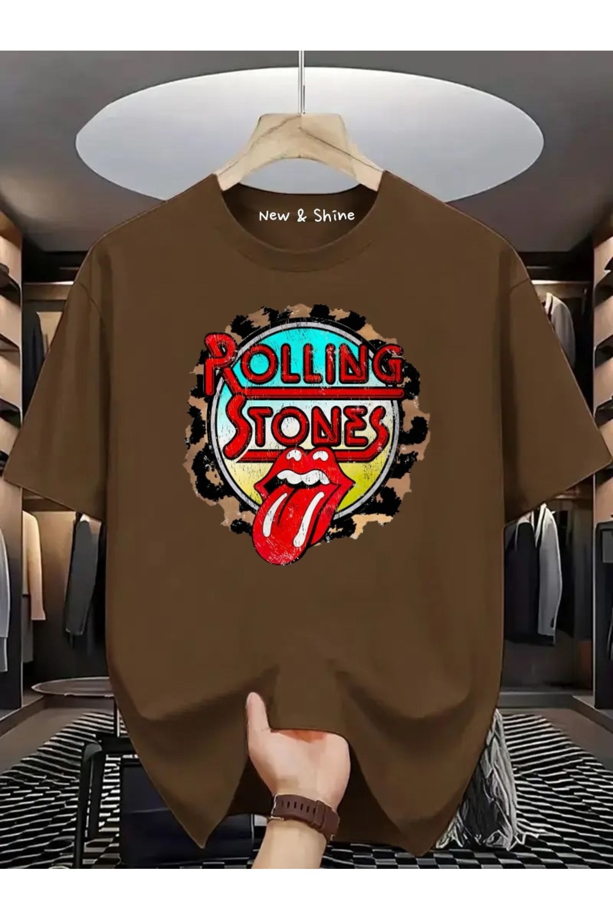 New Shine Rolling Stones Baskılı Oversize T-Shirt