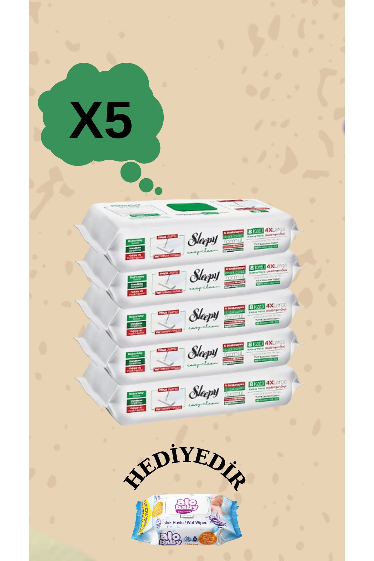 Sleepy Beyaz Sabunlu 4xl Mopa Uyumlu 500 Yaprak Yüzey Temizlik Havlusu