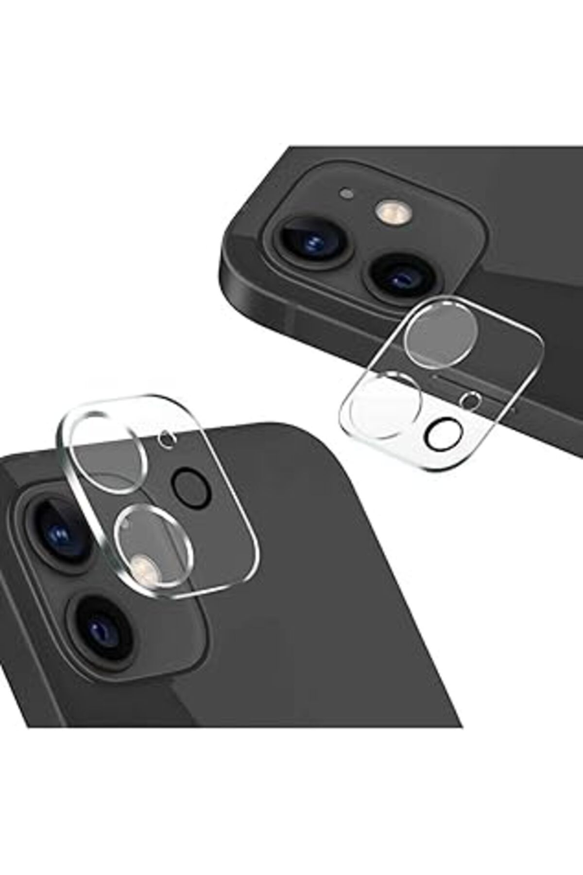 Pazarcan Happy Trend Apple Iphone 12 Uyumlu Kamera Lens Koruyucu Temperli Cam Kamera Koruyucu 9H Sertlik Hd
