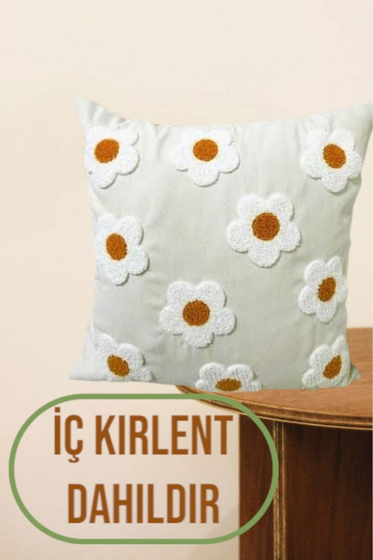 DENBU TEKSTİL PAPATYA DESENLİ PUNCH KIRLENT 1 ADET İÇ DOLGU DAHİL