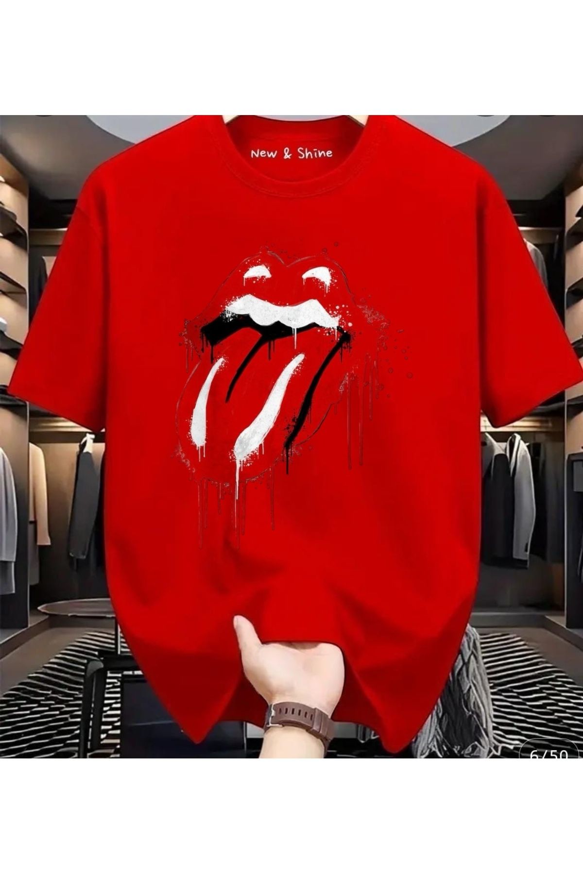 New Shine Rolling Stones Büyük Beden Oversize T-Shirt