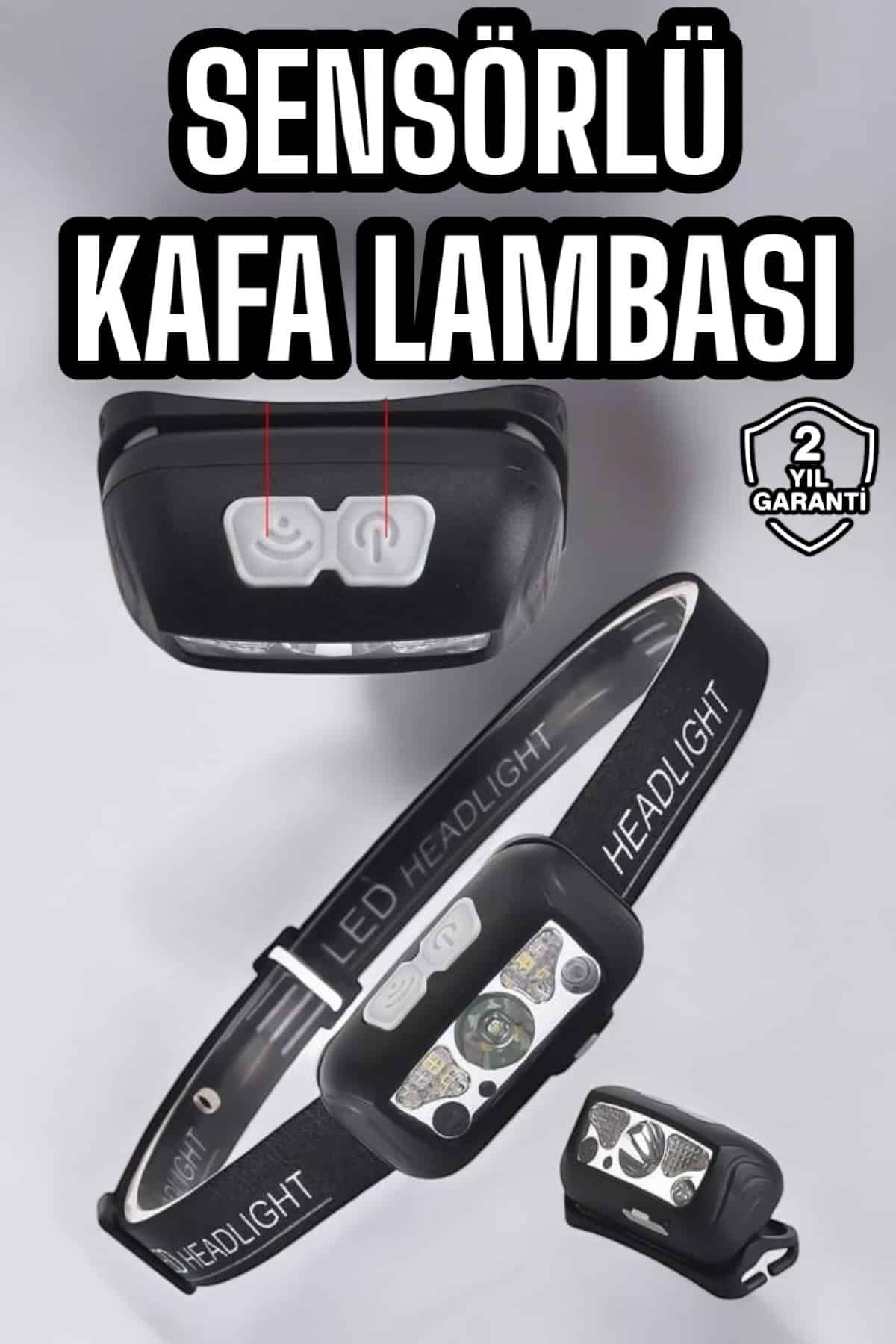 ASTRALTECH Kafa Lambası Kamp Lambası Sensörlü Şarjlı Ayarlanabilir
