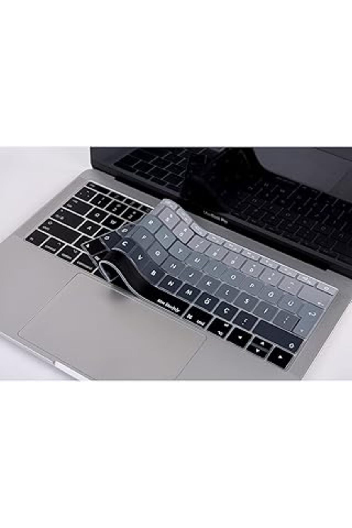 Pazarcan Mcstorey Laptop Macbook Pro Klavye Koruyucu Ombre (Türkçe Q) A1534 A1708 Ile Uyumlu Siyah Gri