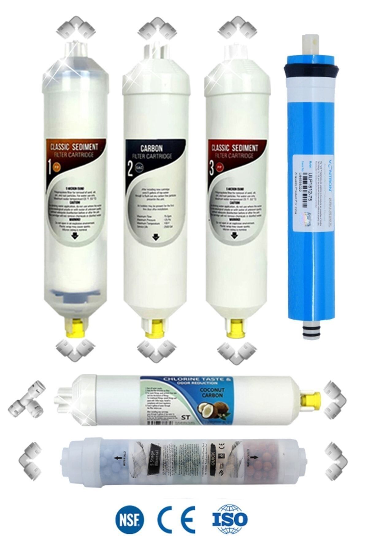 Filter Store Kapalı Kasa Su Arıtma Cihazı Yeni Seri 5'li Mineral Takviyeli Inline Vontron Membranlı Bakım Seti