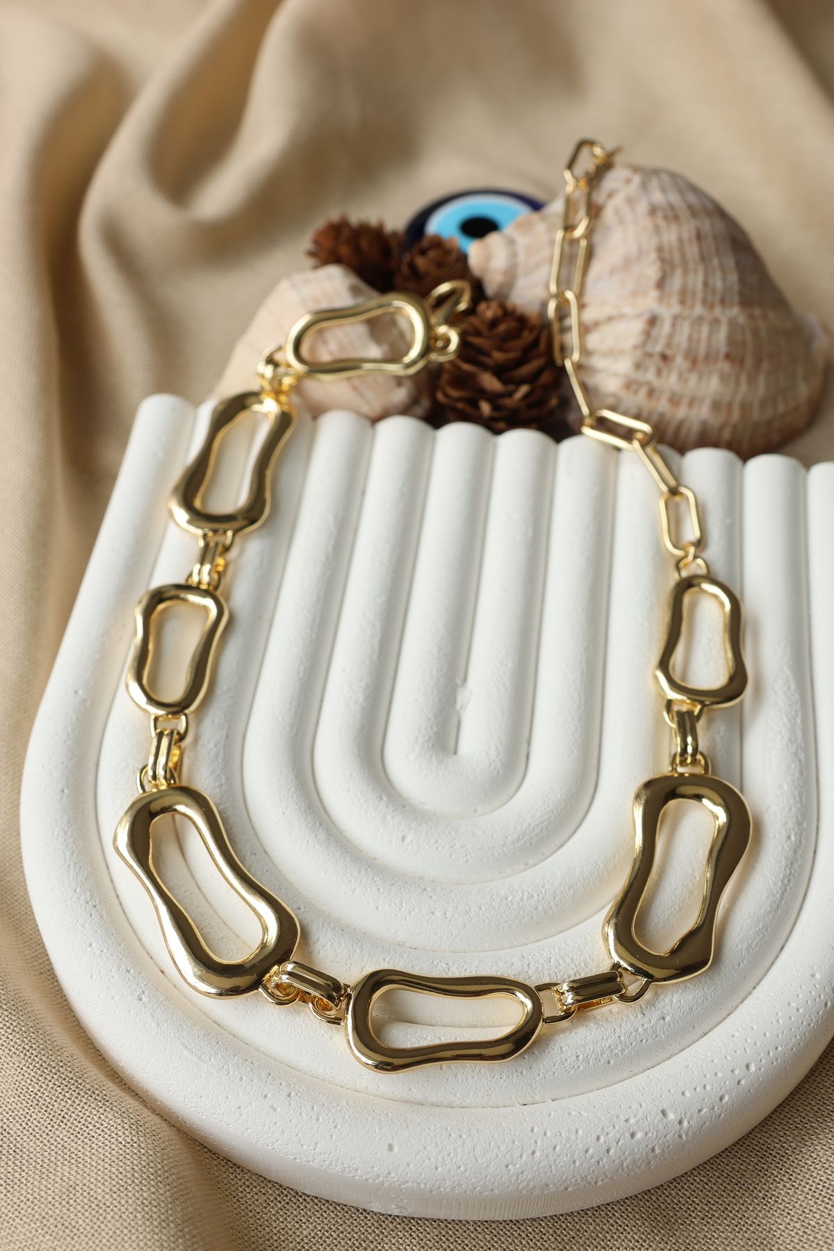 FİRST JEWELRY Özel Seri Düzensiz Gold Kolye