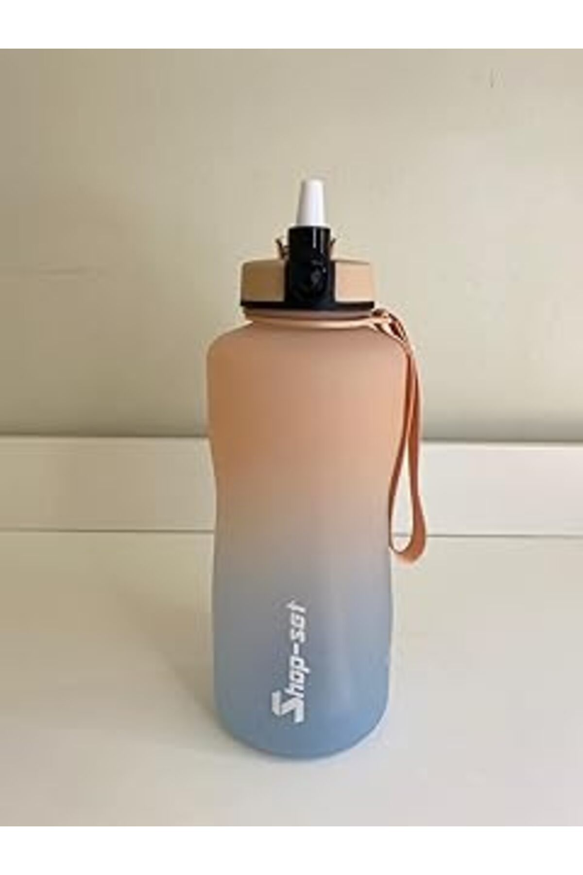 Hepta Collection Shop-set 2000 ml Tritan Motivasyonlu Su Matarası Pipetli Ve Süzgeçli (SOMON - AÇİK MAVİ)
