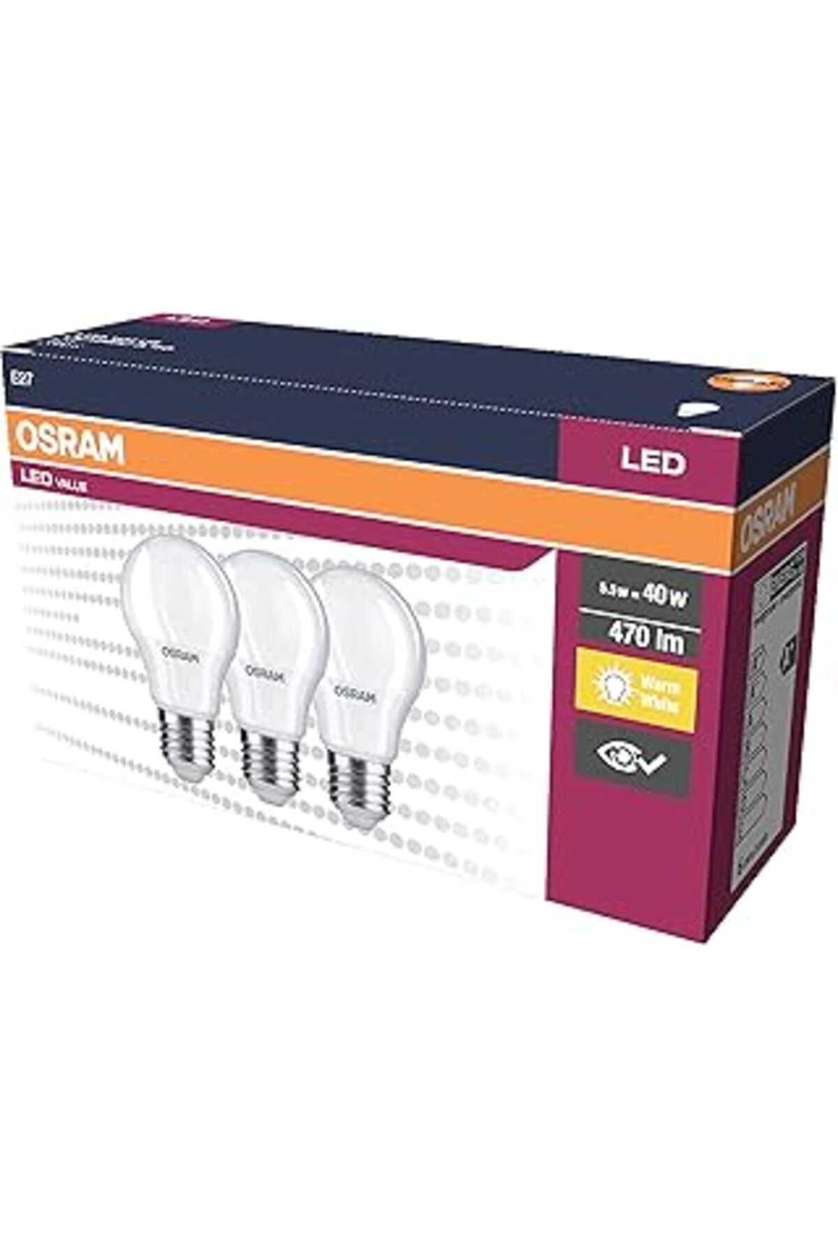 Mu Art Led Klasik Lamba Sarı Işık 470 Lm E27 Duy 3'Lü Paket
