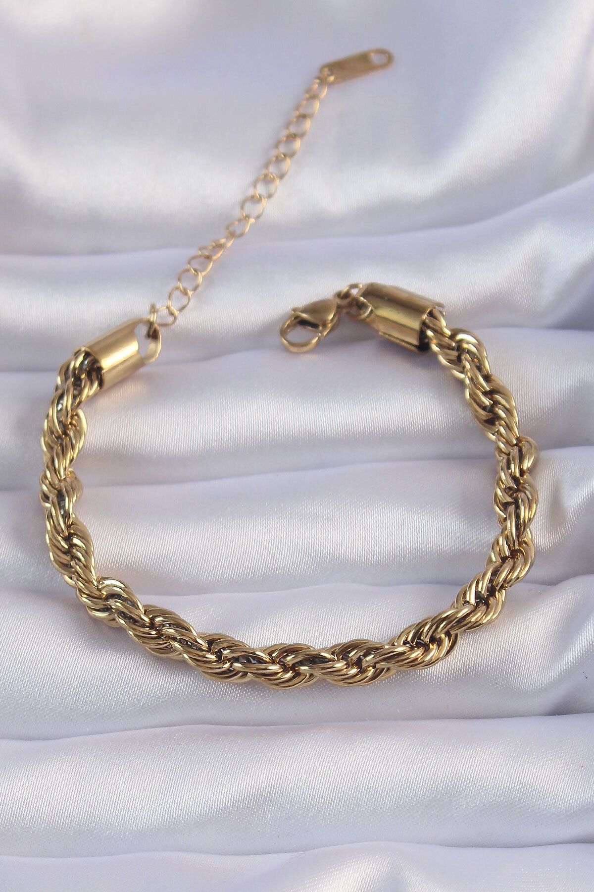 MMB Boutique 316L Çelik Gold Renk Kalın Burgu Zincir Bileklik