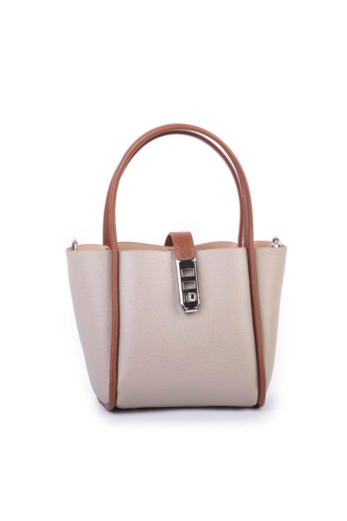 Nas Bag Orta Boy Kadın El Ve Omuz Çapraz Çanta 18x20 Cm Kum Taba Victoria
