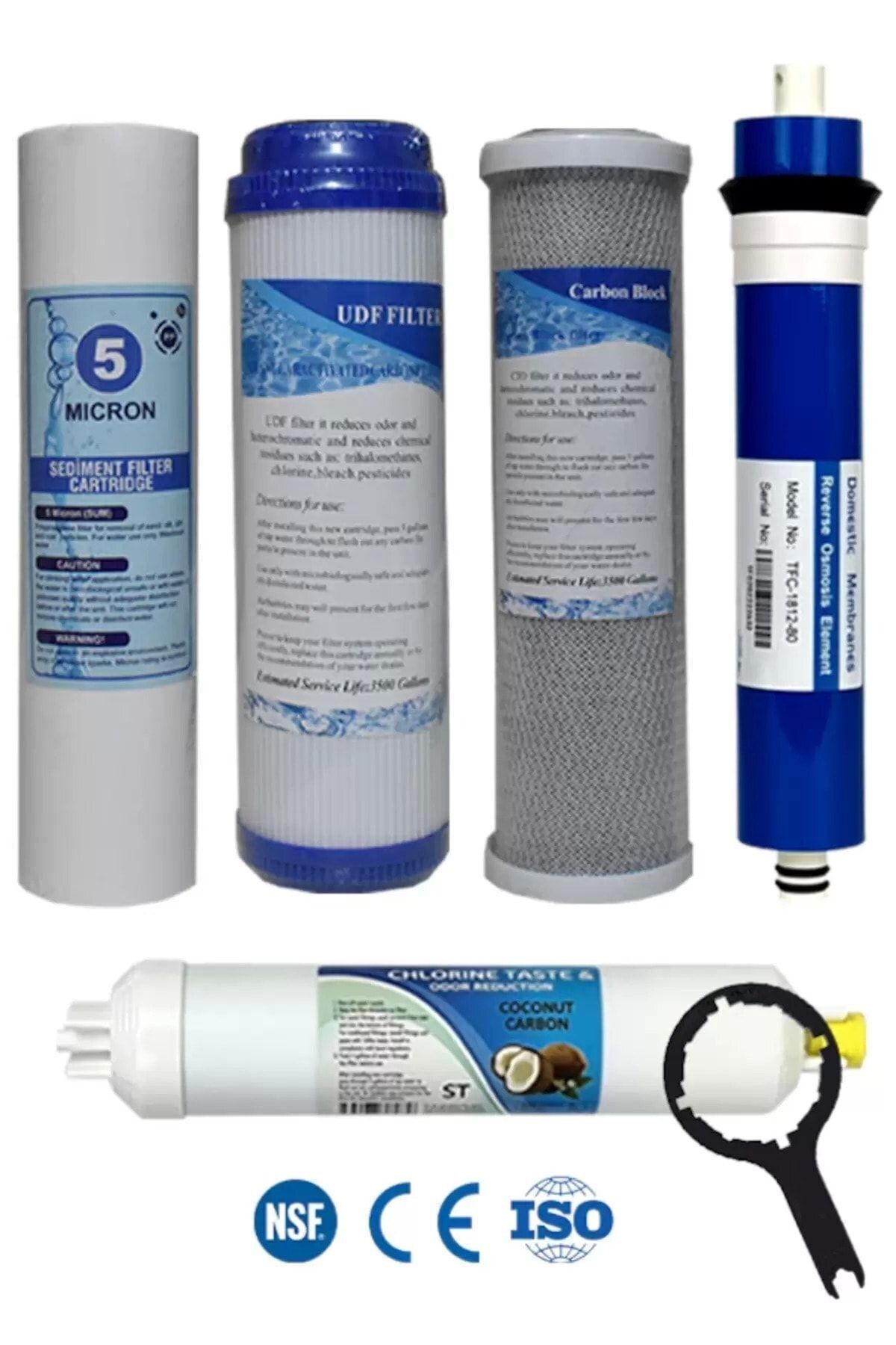 Filter Store Açık Kasa Su Arıtma Cihazı Uyumlu 80 Gpd Domestic Membranlı 5 Aşama Karbonlu Filtre Seti