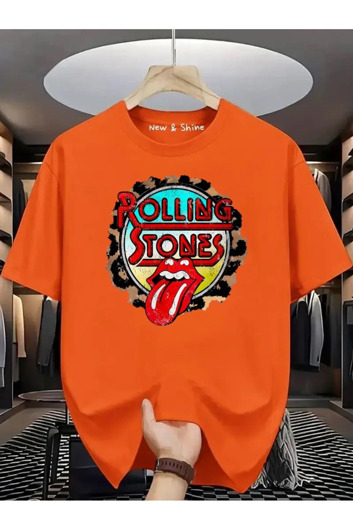 New Shine Rolling Stones Büyük Beden Oversize T-Shirt