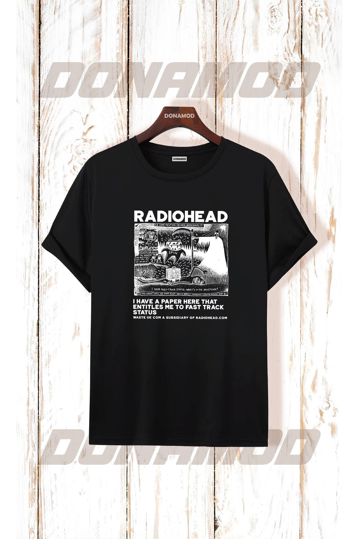 donamod Siyah Beyaz Oversize Radiohead Rammstein Angel Opeth Burzum Rock Metal Black Müzik Tişört T shirt