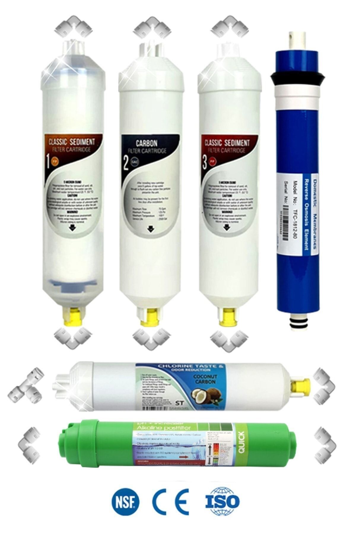 Filter Store Kapalı Kasa Su Arıtma Cihazı Yeni Seri Ph Filtreli 6 Aşama Inline Domestic Membranlı Bakım Seti