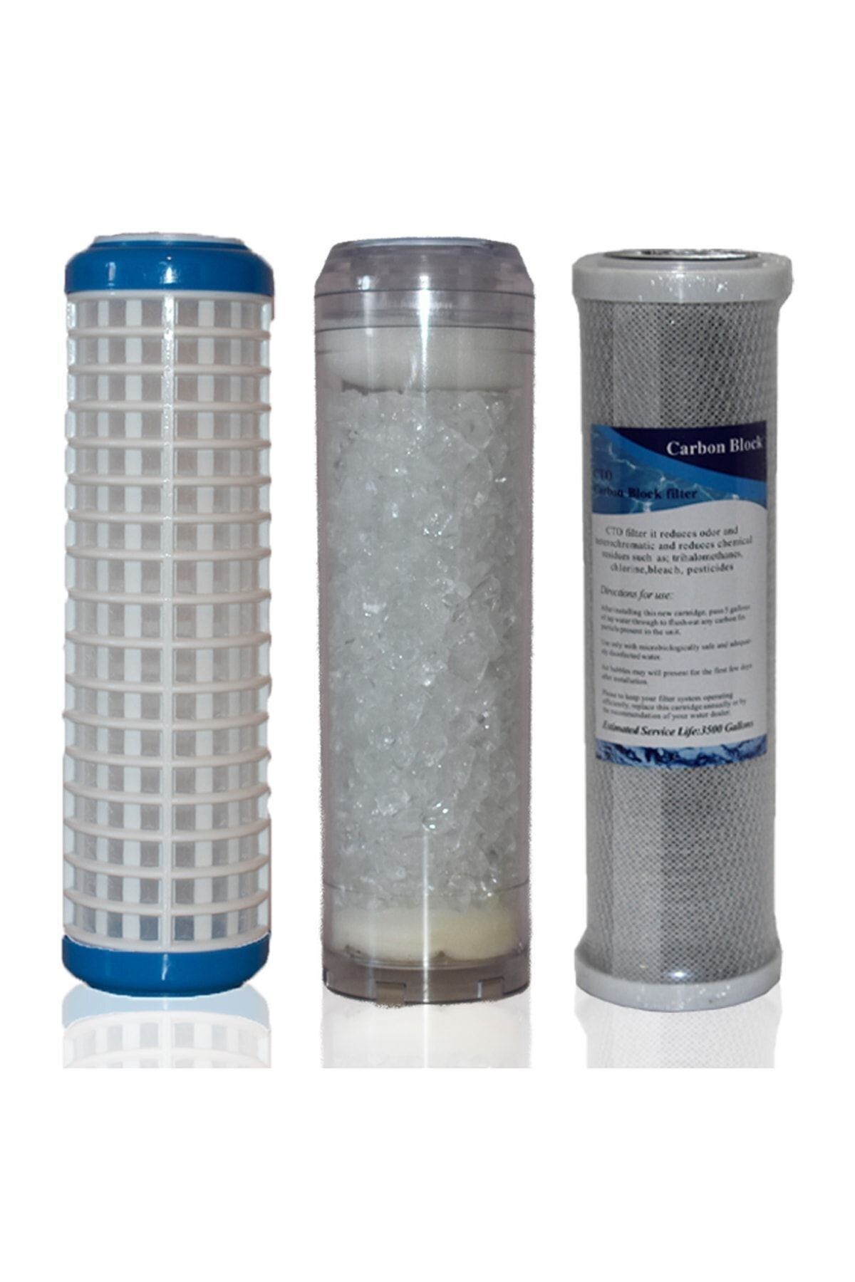 Filter Store Daire Bina Sayaç Girişi 10" Inc 3 Aşama (yıkanabilir , Silifoz , Blok ) Yedek Filtre Seti