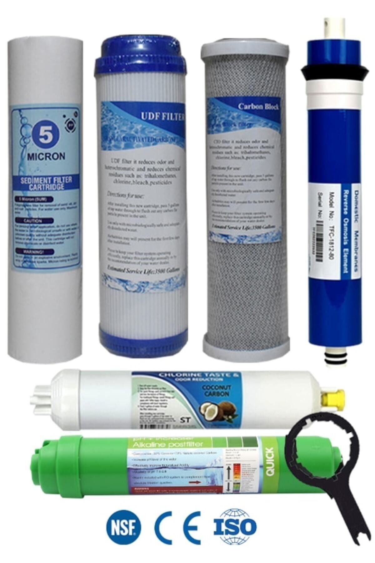 Filter Store Açık Kasa Su Arıtma Cihazı Uyumlu 80 Gpd Domestic Membranlı 6 Aşama Karbonlu Filtre Seti
