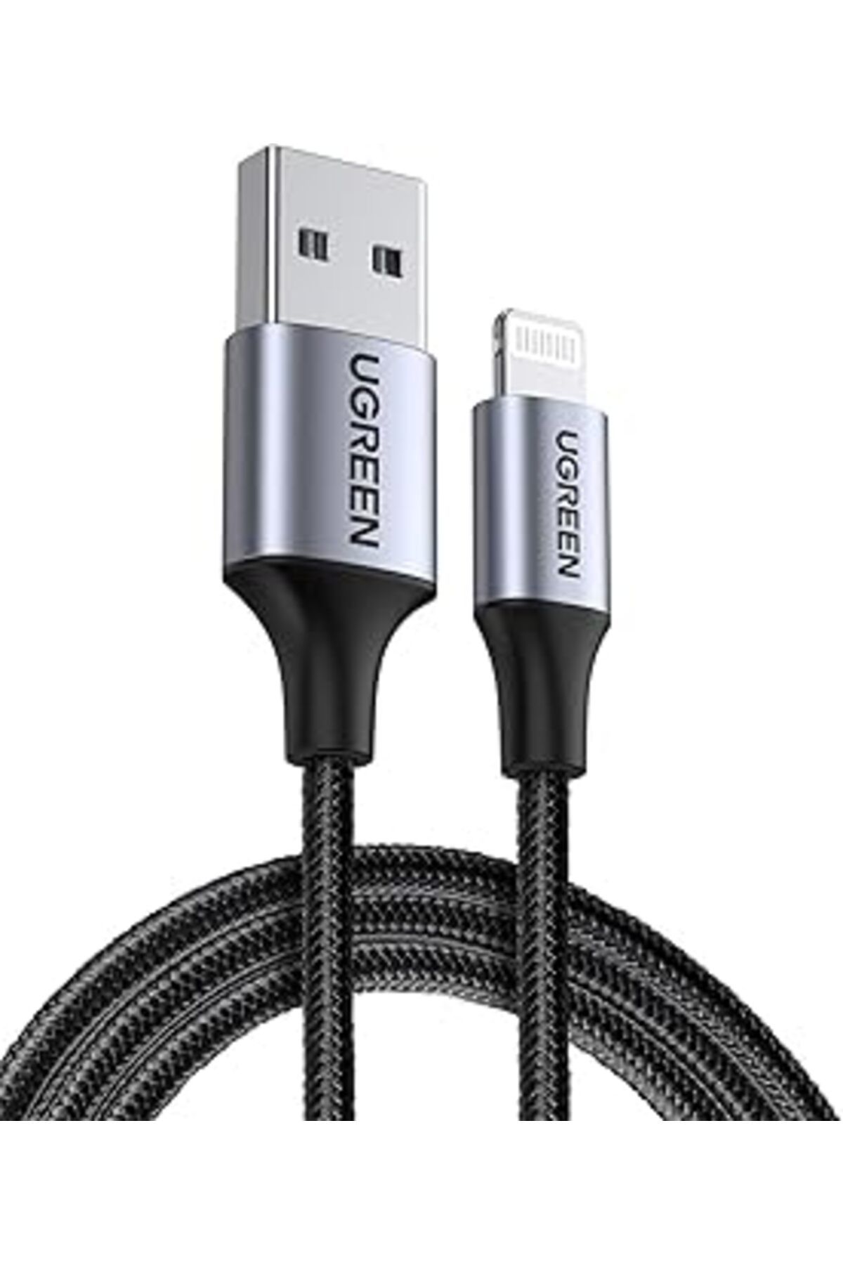 jupiter global bazaar Ugreen, Mfi Lisanslı Usb-a & Lightning Örgülü Data Ve Şarj Kablosu, 2 Metre, Siyah, 60158