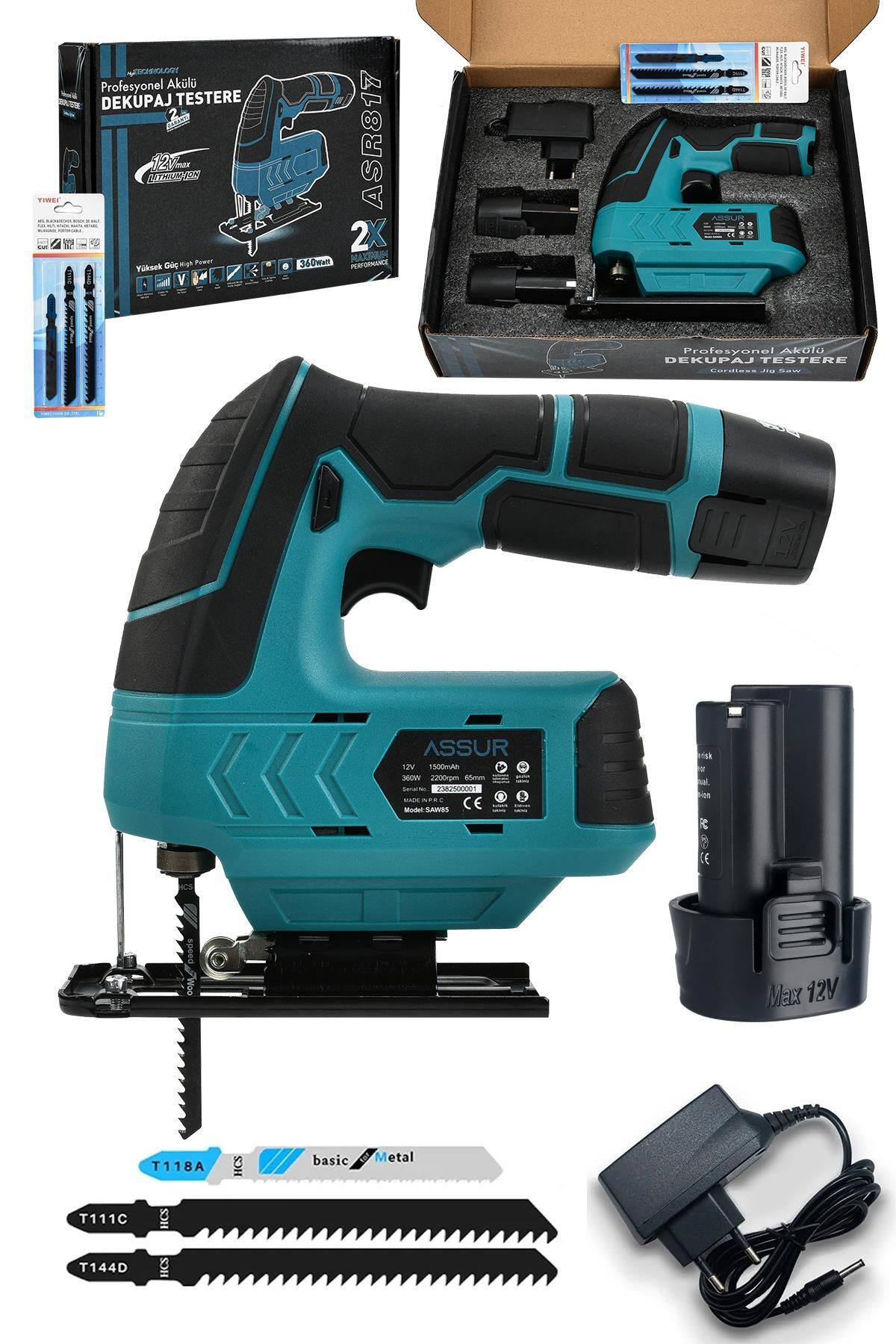 ASSUR 12V Çift Akülü Şarjlı Dekupaj Testere Makinesi