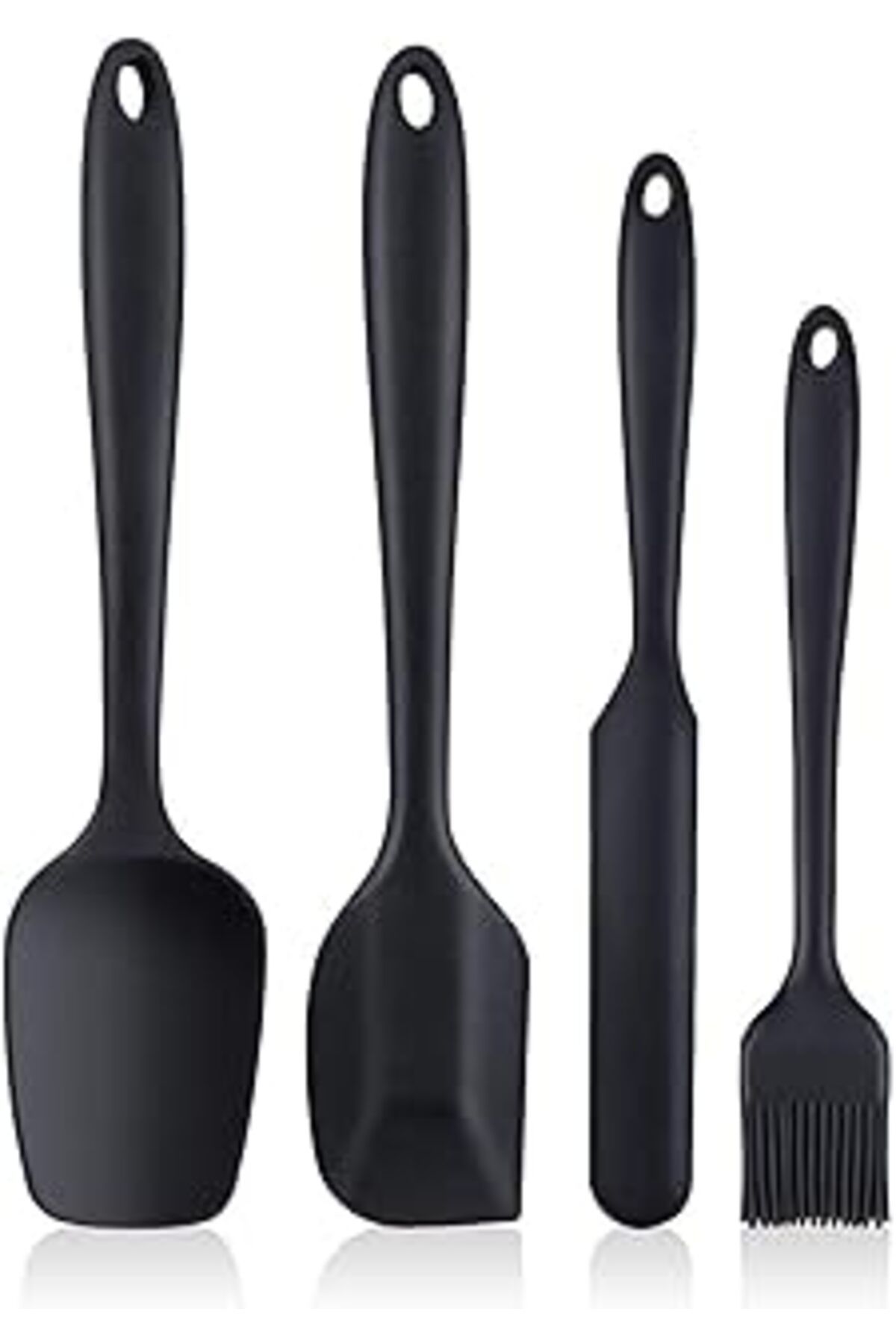 Pazarcan 4 Parça Büyük Boy Silikon Yumurta Fırçası Kaşık Bıçak Spatula Seti Isıya Dayanıklı