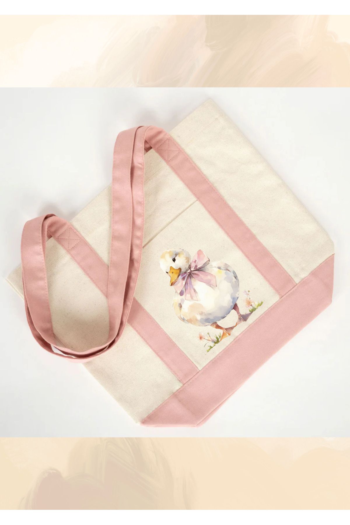 WHB Trend Kanvas Çanta 40x35x12cm -Ön Cep 17x20 cm- Pembe Renkli Kulp