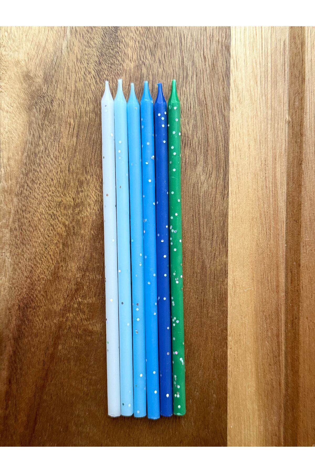 The Party Hub Parti Pasta Mumu Mavi Renk Simli İnce Set 12'li