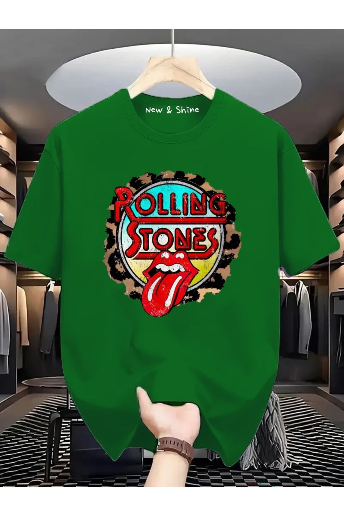 New Shine Rolling Stones Büyük Beden Oversize T-Shirt