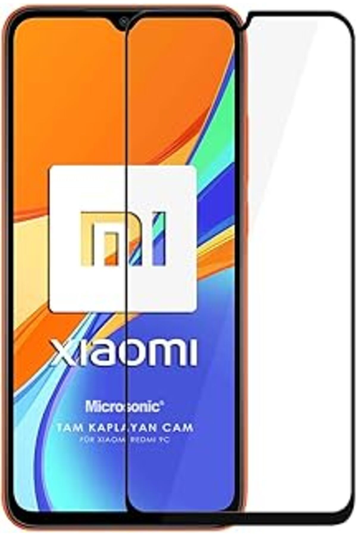 jupiter global bazaar Microsonic Xiaomi Redmi 10A Tam Kaplayan Temperli Cam Ekran Koruyucu Siyah
