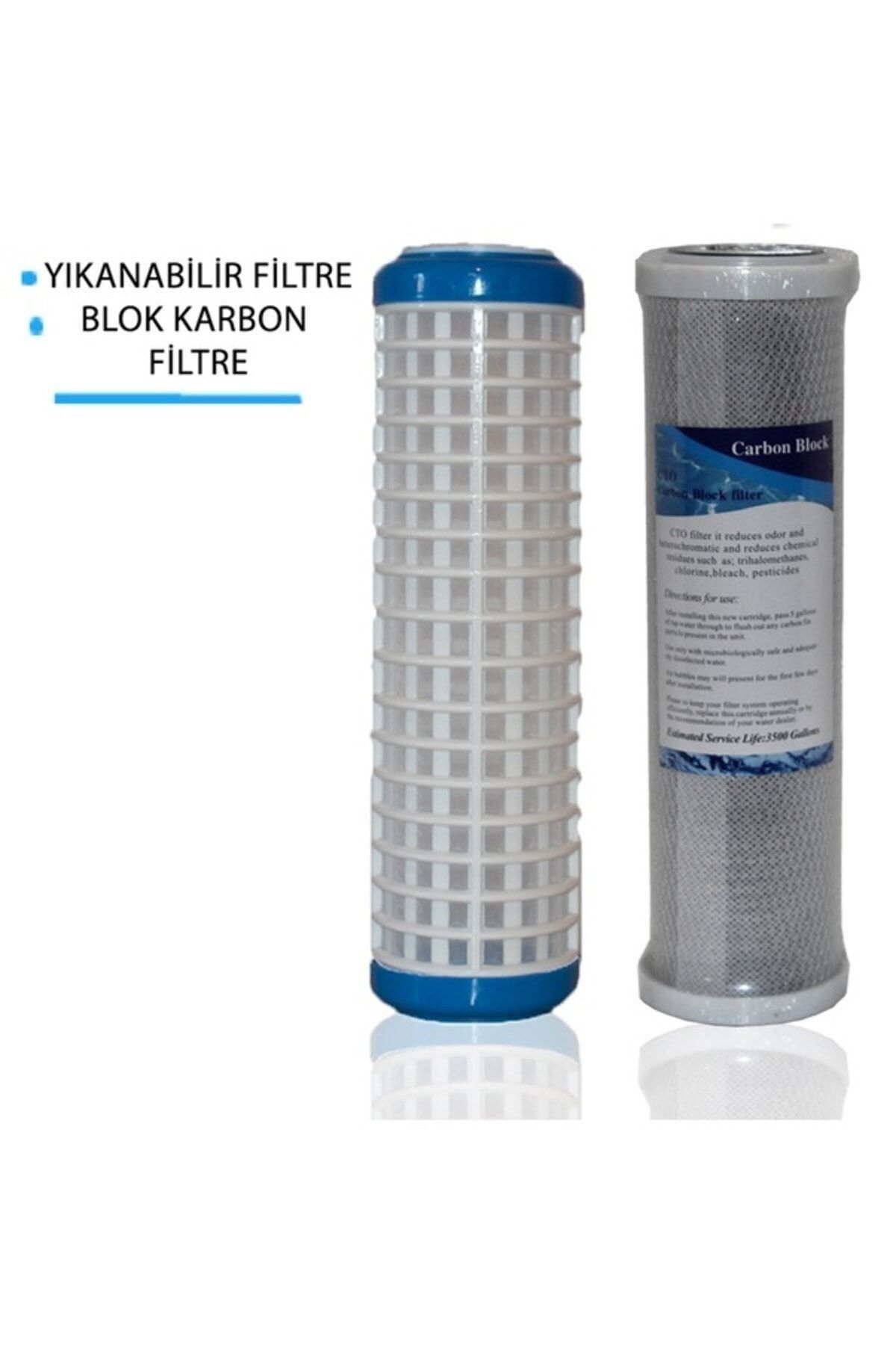 Filter Store Daire Bina Sayaç Girişi 10" Inch 2 Aşama ( Yıkanabilir , Blok ) Yedek Filtre Seti