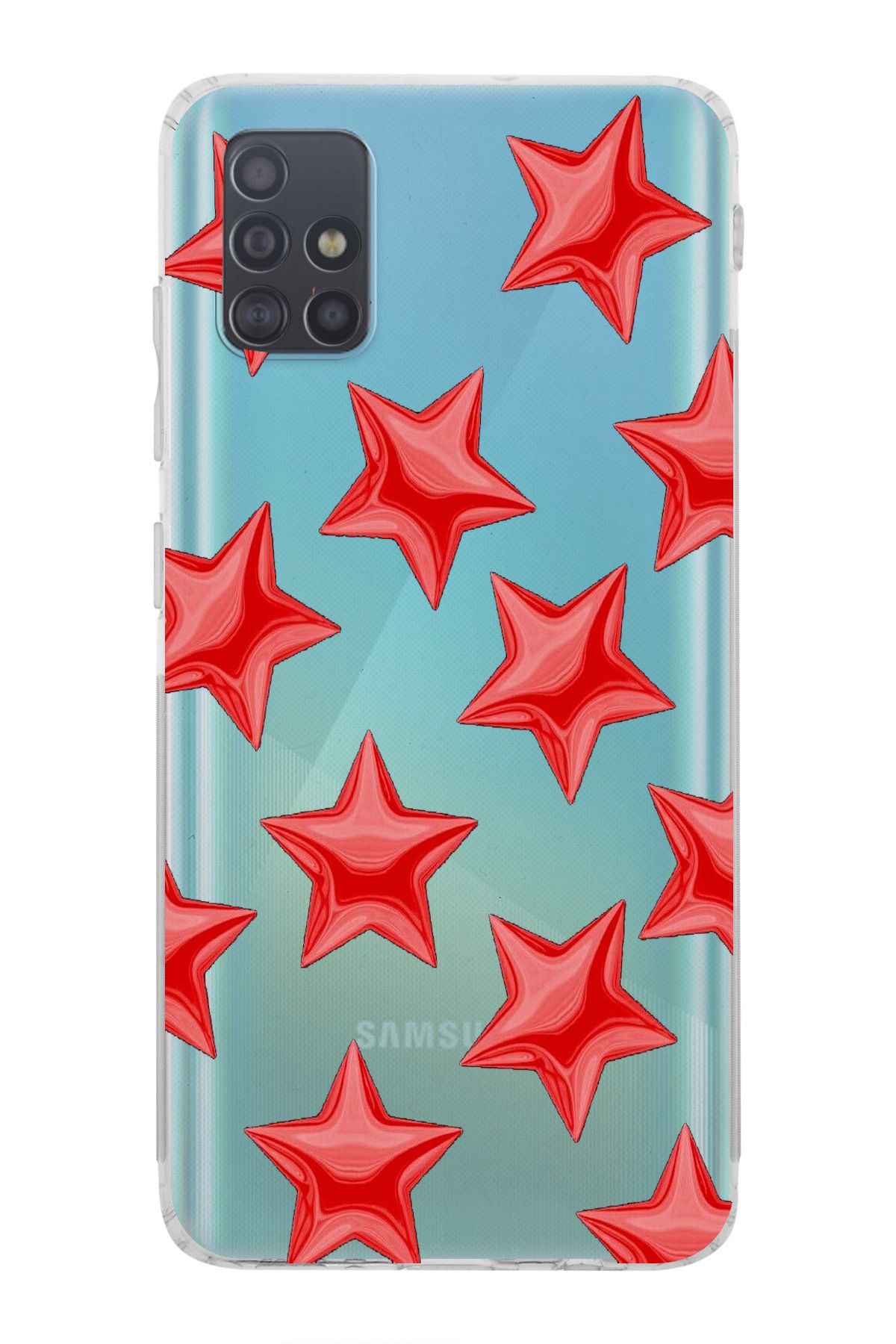 moonset Samsung Galaxy A51 Uyumlu Yıldızlar Tasarımlı Baskılı Şeffaf Telefon Kılıfı